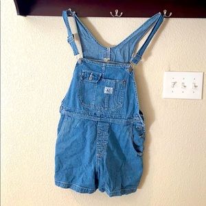 American Eagle denim overall shorts